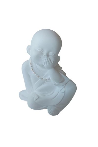 BV Decorative statuette, Buddha, Smiling, I don't see, I think, White, 10 cm, DVA2