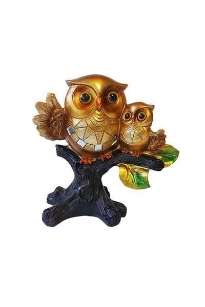 BV Decorative Statuette, Owls on Tree Branch, Gold, 16 cm, GA21232-1