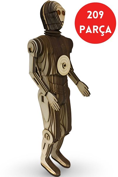 ALGWOOD Wooden C-3Po Robot Model - 3D Puzzle Mdf Kit - Wooden Star Wars Character Model