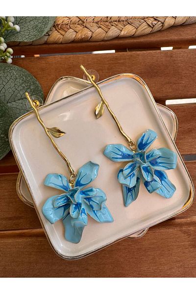 My Joyas Design Zr Model Turquoise Dangle Flower Earrings