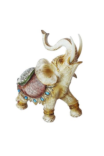 BV Decorative Statuette, Elephant with trunk up, Cream, 20 cm, GA24505
