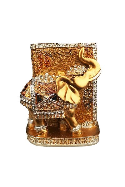 BV Elephant statuette with pen holder, Gold, 10 cm, 842H