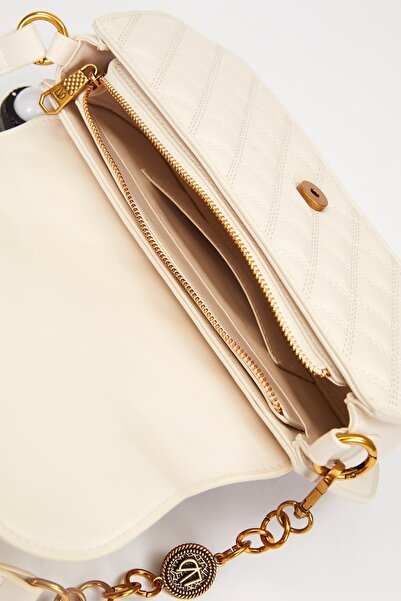 Levidor Premium Yelpaze Kilit Detay Çanta Krem