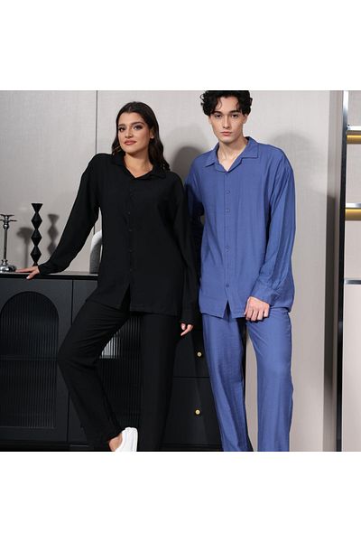 ALANAQA Summer oversized long-sleeved shirt set