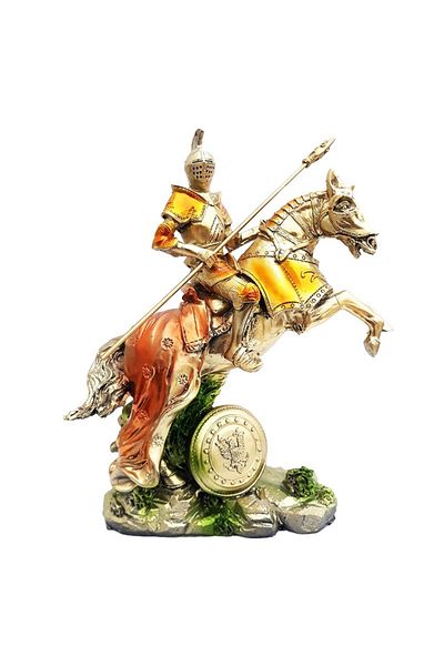 BV Decorative statuette, Soldier with spear on horse, Gold, 28 cm, 1601G