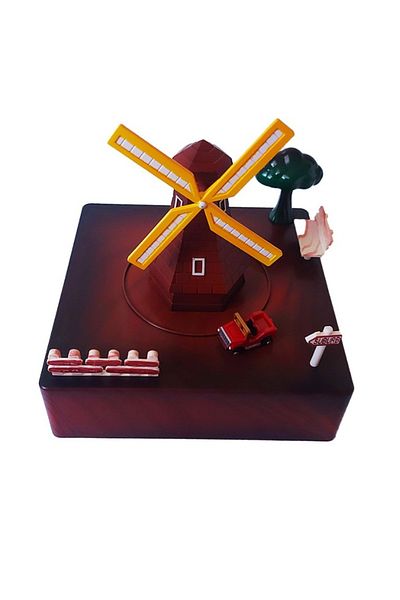 BV Music box, with key, Circuit around the Windmill with key, Brown, 15 cm, YL2023