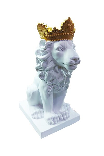 BV Statuetă leu, alb, 34 cm, 625LD
