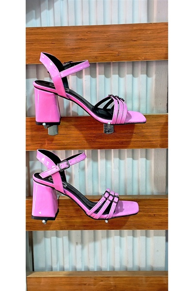 DB Kadın 3 Bantlı Topuklu Sandalet Pembe
