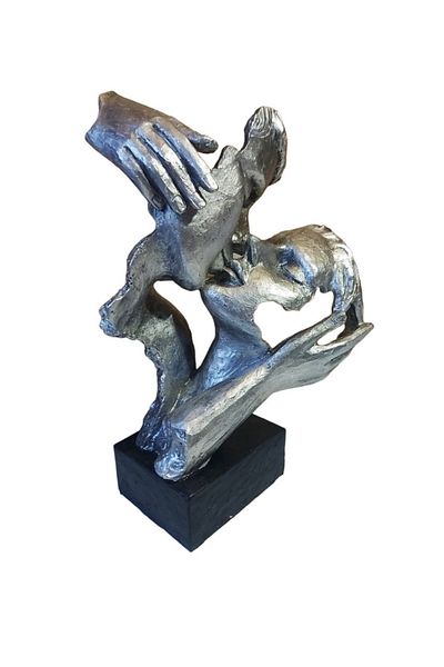 BV Mască decorativă tip statuetă, Îndrăgostiți, Argint, 27 cm, 065SX-1