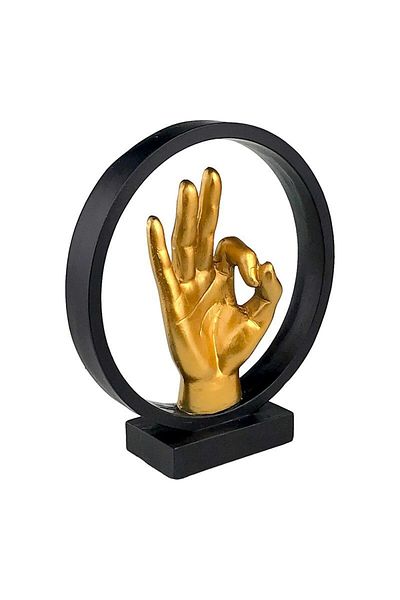 BV Decorative statuette, Hand with ok sign, Black, 22 cm, 1711H