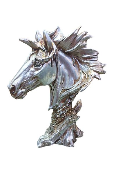 BV Decorative Statuette, Horse Bust, Silver, 25 cm, DO22X