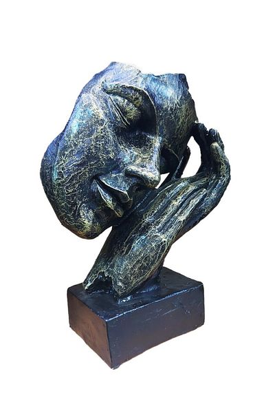 BV Decorative mask statuette, Black-Gold, 22 cm, 637CB-4