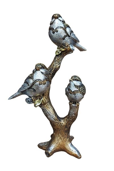 BV Statuetă decorativă, Păsări pe o creangă de copac, Argint, 31 cm, 11429-2