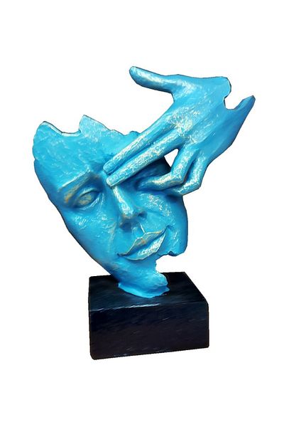 BV Decorative mask statuette, Blue, 22 cm, 637CB