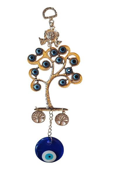 BV Amuletă Feng Shui pentru protecție și noroc, Arborele Vieții cu Ochiul lui Horus, Argint, 21 cm, BFLD07