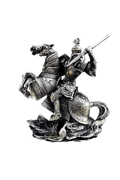 BV Decorative statuette, Soldier in armor on horseback, Silver, 24 cm, 1954G