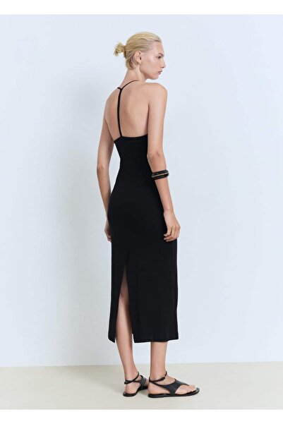 MANGO Woman Sırt dekolteli midi elbise