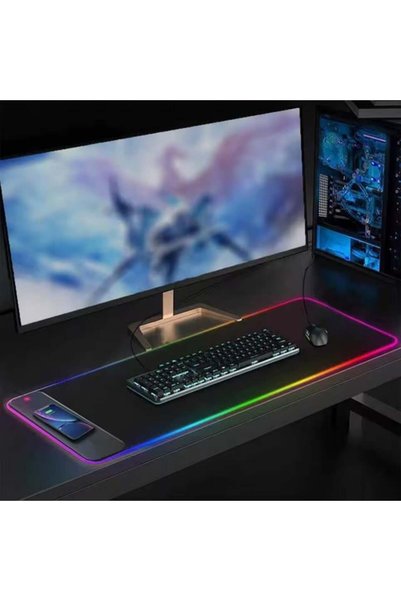 Powermaster PM-25115 XL RGB Gaming Mouse Pad Wireless Telefon Şarj Destekli 14 Modlu