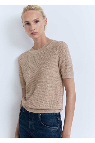 MANGO Woman Kısa kollu simli kazak