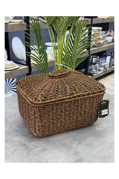 Doğudeko Καπάκι Rattan Ορθογώνιο Καλάθι Καφέ