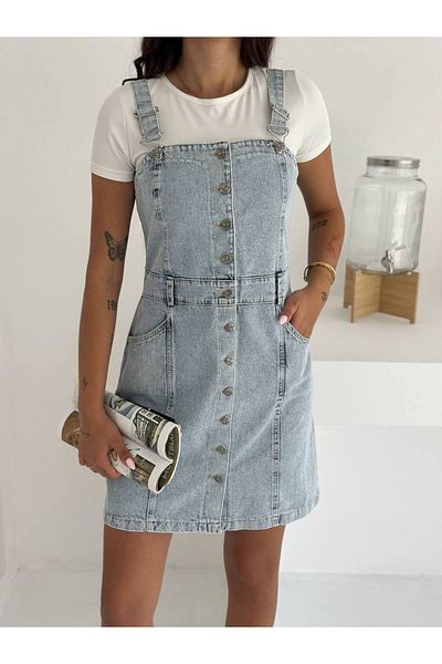 Noa Noa Rochie din denim de lungime midi cu bretele groase