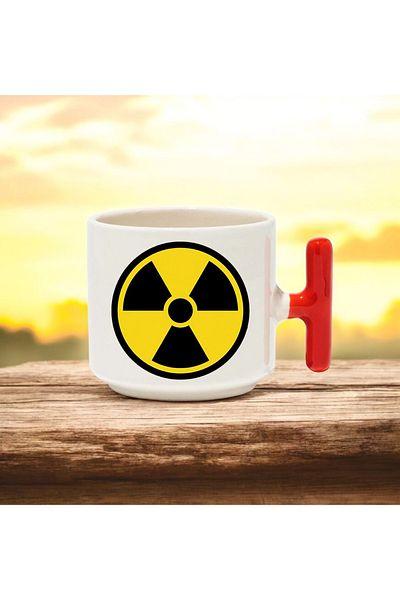 BB TRADE Radiation Design Red T-Handle Ceramic Printed Mug 250 ml