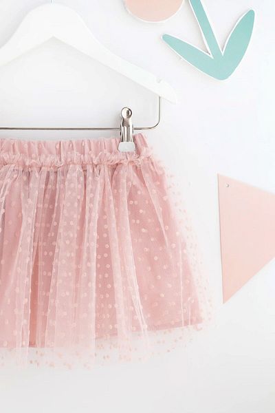 chipiques Powder Velvet Polka Dot Patterned Romantic Tutu Children's Skirt