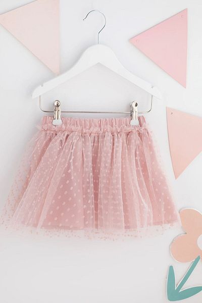 chipiques Powder Velvet Polka Dot Patterned Romantic Tutu Children's Skirt