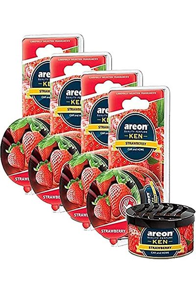 Areon Ken Blister - Car Air Freshener, Strawberry - 4pcs