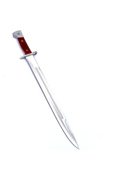 OEM Bayonet Knife Inscribed AK-47 CCCP, 50 cm, Mahogany Handle, Leather Sheath