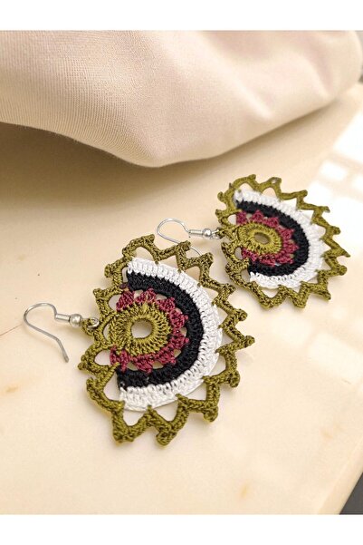 Vinlora Design Handmade Crochet Dangle Earrings – Colorful Bohemian Style Lightweight Women's Accessory