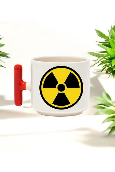 BB TRADE Radiation Design Red T-Handle Ceramic Printed Mug 250 ml