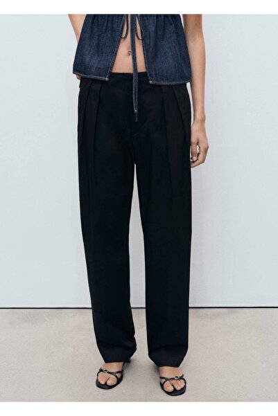 MANGO Woman Düğmeli pamuklu pantolon