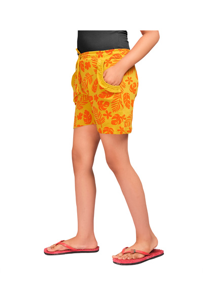 LAUREN SMITH Kids Girls Shorts with Drawstring, Pockets and Allover Cute Prints in 100% Cotton