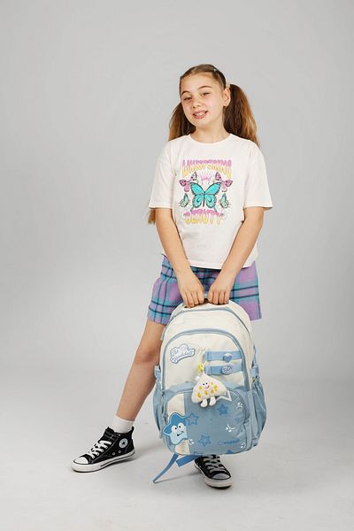 Çanta Trend Rucsac zilnic cu licență Twil Star Pattern, rucsac școlar cu cadou de jucărie de pluș
