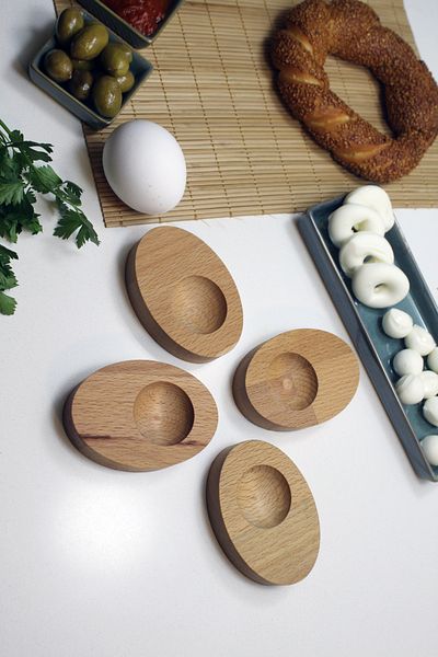 Teknofors Wooden Egg Bowl Tableware Presentation Ellipse (Set of 4)