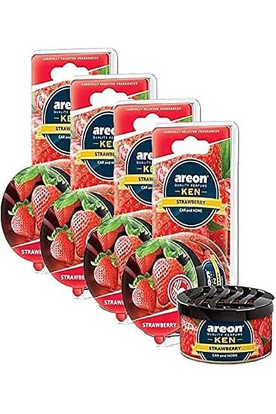 Areon Ken Blister - Car Air Freshener, Strawberry - 4pcs