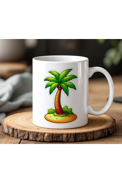 BB TRADE Tree Design White Ceramic Printed Mug Cup 330ml