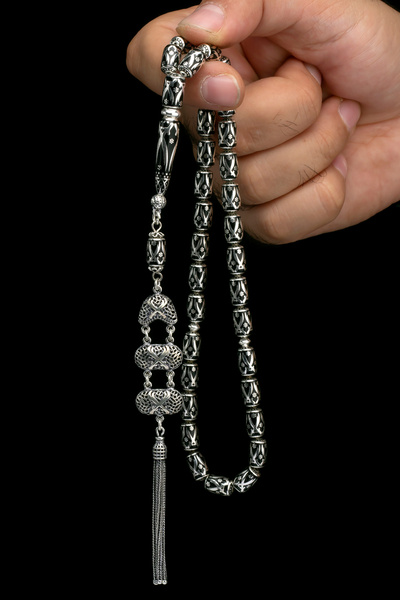 OTTOTESBİH Sertifikalı Gümüş Tespih Zülfikar Tasarım 6.5x11mm 48Gr Kapsül Kesim