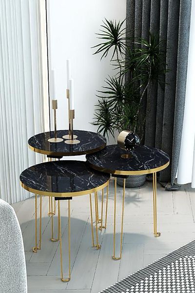 TrentonGCC Turkish Service Table Set | 38 cm Diameter | Modern Design with Elegant Metal Legs