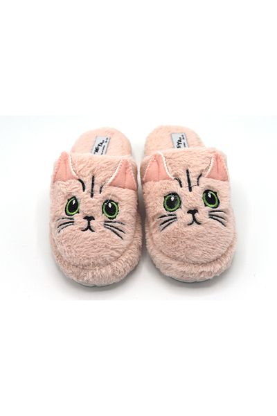 BYRAMSE Cat Figured No Sound Light Sole Plush House Slippers