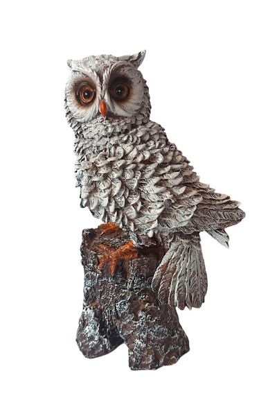 BV Decorative statuette, Owl on tree trunk, Gray, 25 cm, MI16