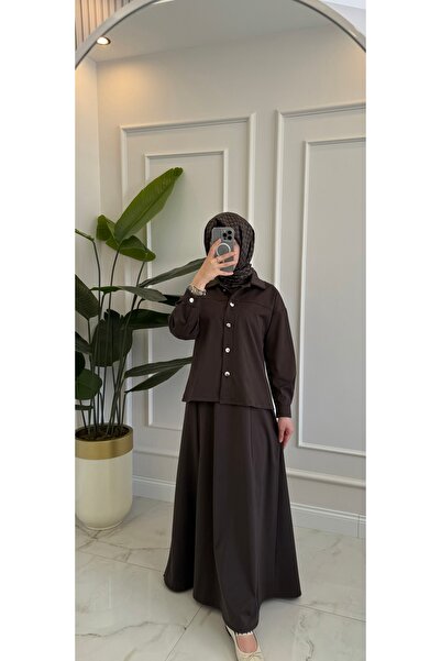 BESSE SOFİA KETEN KUMAŞ CEKETLİ ACI KAHVE