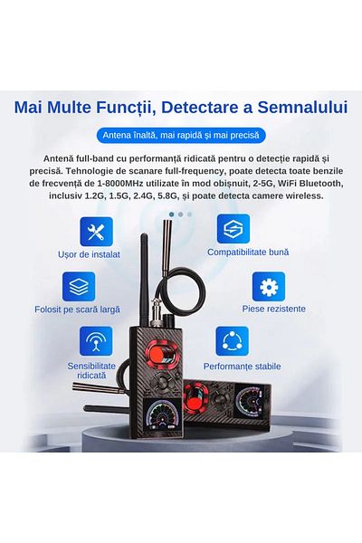 LUDORA Spy Device Detector, Artificial Intelligence Chip, 10m Detection Range, Detects Cameras, GPS