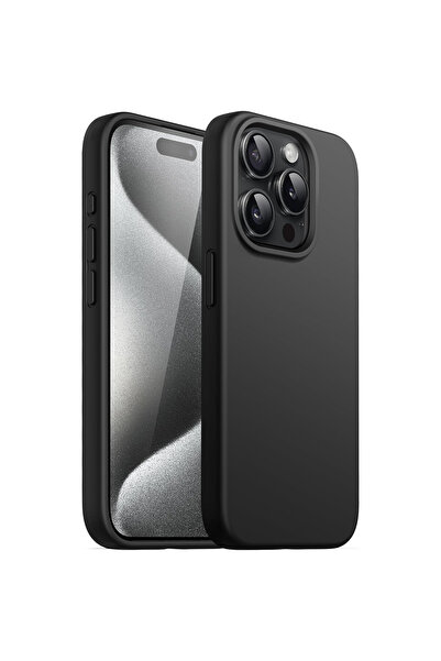 iPhone 15 Pro Max Siyah Lansman Arka Kapak Silikon Kılıf