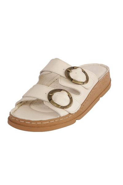 Mammamia D25Yt-1145 Mammamia Genuine Leather Orthopedic Sole Daily Slippers