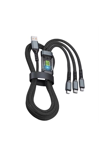 LUDORA Cablu încărcare super rapidă 100W, 6A USB, Type-C, iluminare iPhone, Macro-USB, 1.2 m