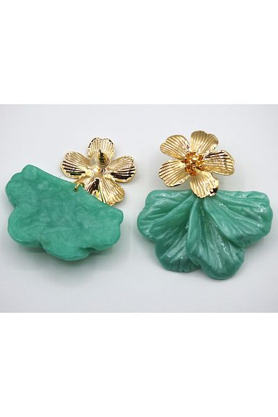 velissa Gold Flower Leaf Earrings 6cm