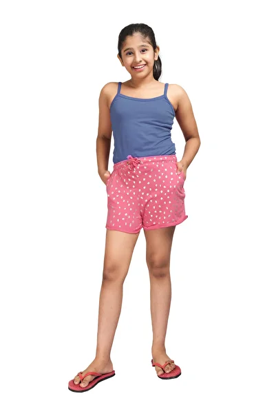 LAUREN SMITH Kids Girls Shorts with Drawstring and Foil Print 100 percent Cotton