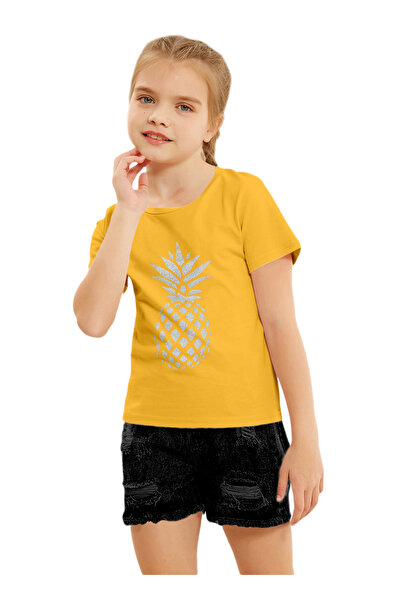 LAUREN SMITH Kids Girls Short Sleeved Tee with Glitter Print 100 percent Cotton